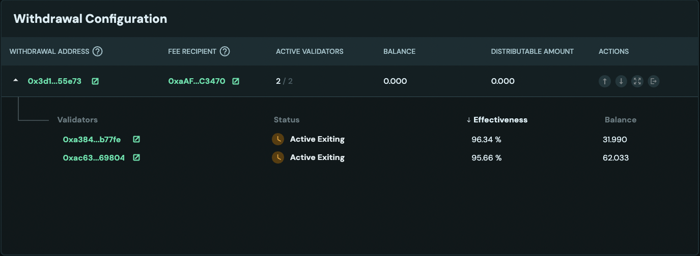 Screenshot of the EL exit confirmation displaying the validator's exit transaction.