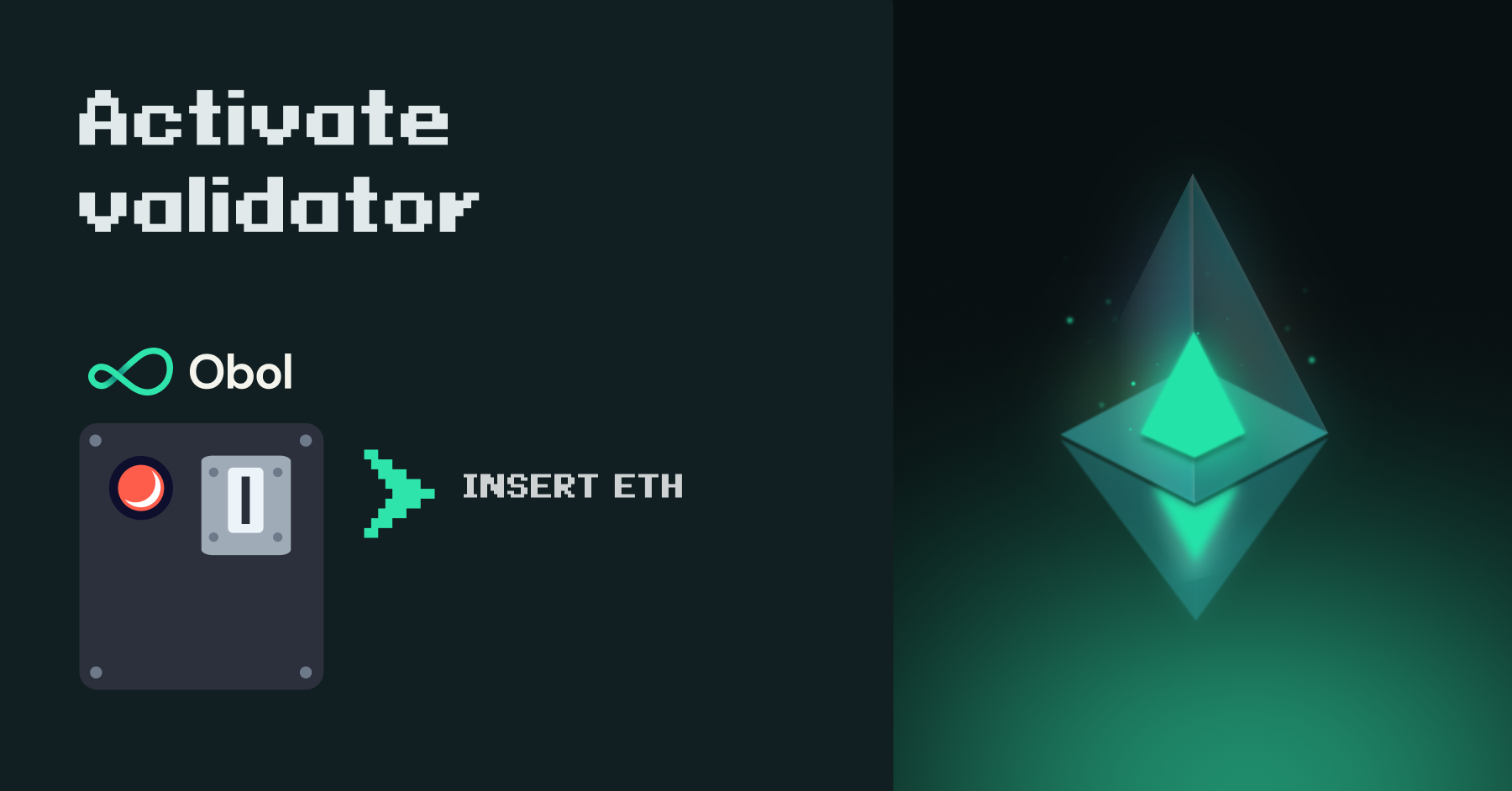 Diagram of Obol Splits distributing ETH validator rewards among operators without requiring a custom token.